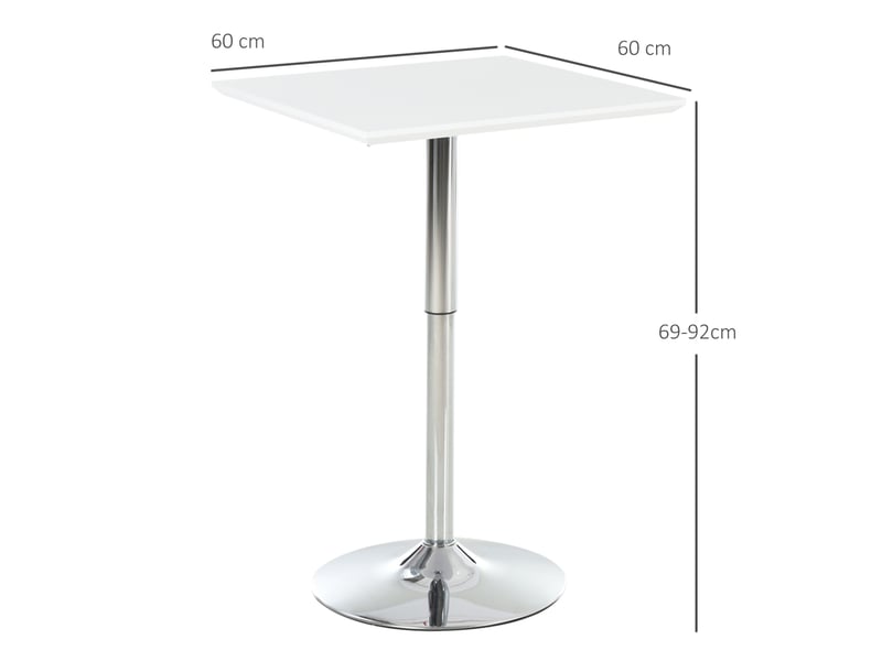  Table de bistrot 60x60 cm hauteur réglable mdf blanc  - Conforama C