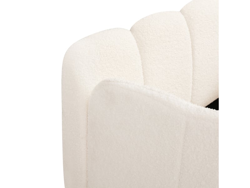  Lit enfant 90 x 200 cm beige en tissu bouclé, avec tête rembourrée, protections latérales et sommier inclus  - Conforama E