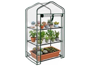 Serre de jardin avec 3 étagères et 1 porte zippée pour la culture des plantes, 59 x 39 x 127 cm, transparente