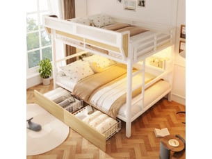 Lit superposé 140x200 cm <strong></strong>  <strong>CozyNest</strong> coloris blanc