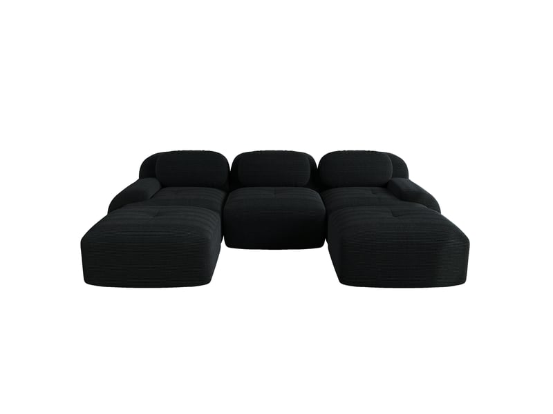  Canapé modulable en u 3 places en velours côtelé noir - 298 x 178 x 70 cm  - Conforama A