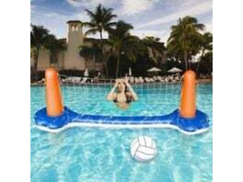  Ensemble de volley-ball gonflable - volleyball gonflable piscine toy avec basket-ball hoop volley-ball filet deux balles jeu de natation  - Conforama E