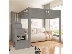 Lit mezzanine 140x200 cm <strong>DZMDIP</strong> <strong></strong> coloris gris