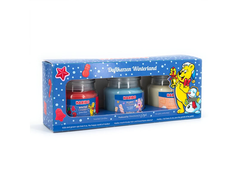  Lot de 3 bougies parfumées fruitées taille 9 x 6,5 cm ambiance chaleureuse et joyeuse finition en verre transparent 13_0017564  - Conforama A
