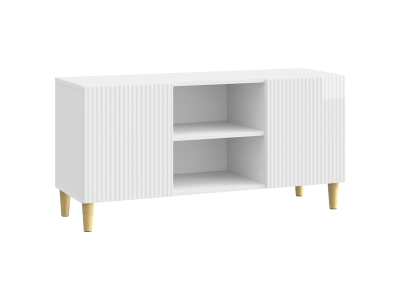  Meuble tv - banc tv - meuble de rangement 102 x 34,5 x 50 cm blanc brillant bois d'ingénierie  - Conforama A