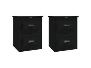 Lot de 2 tables de chevet - cabinet de chevet - table de nuit murales noir 41,5x36x53 cm