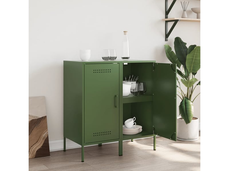  Buffets 2 pcs - bahut - meuble de rangement vert olive 36x39x79 cm acier  - Conforama C