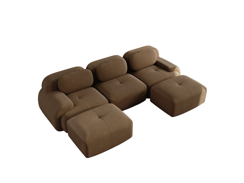  Canapé modulable, canapé de salon, en velours tricoté, marron, livré monté, sans structure, pour salon, bureau, chambre  - Conforama W