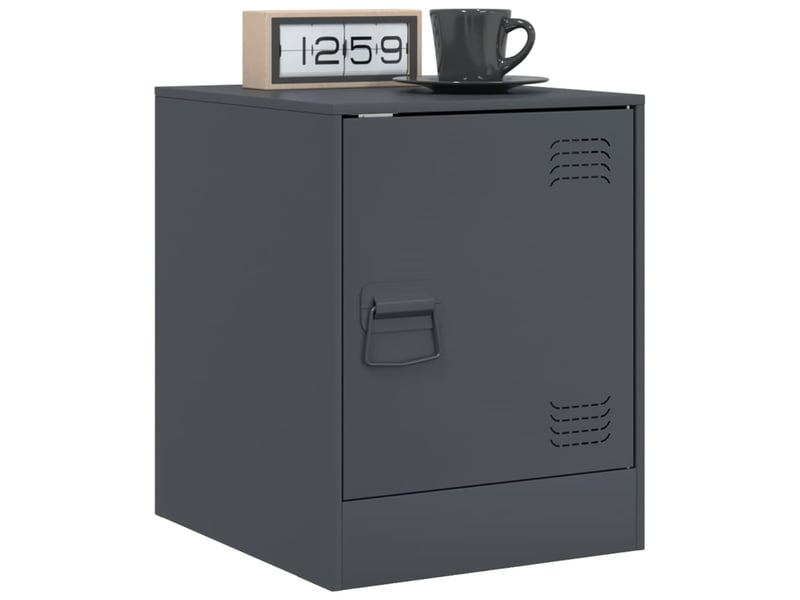  Lot de 2 tables de chevet - cabinet de chevet - table de nuit anthracite 34,5x39x44 cm acier  - Conforama B