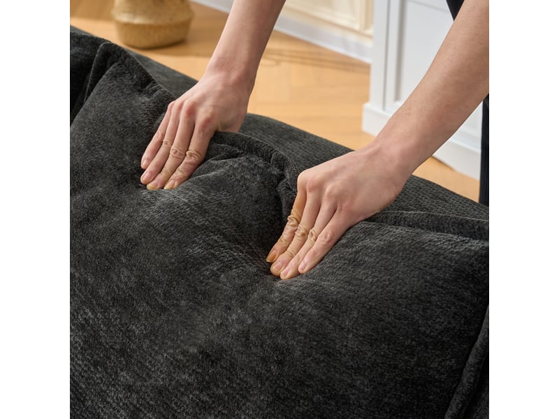Canapé d'angle méridienne noir en chenille, xxl tiefsitz 262x144cm, moderne salon l-form - Conforama W