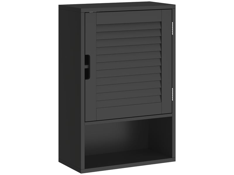 Armoire murale salle de bain porte persienne étagère niche noir - Conforama A