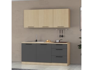 Cuisine complète linéaire moderne avec évier arvok 180 - anthracite