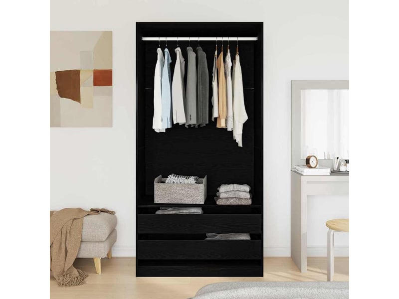  Armoire chambre, armoire de rangement chêne noir 100x50x200 cm bois d'ingénierie shl99502  - Conforama D