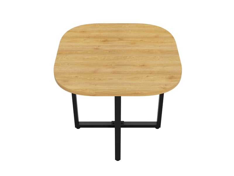  Table à manger et chaises carrée 85x74 cm, 4 places, coins arrondis, gain de place, mdf et lin, blanc et bois  - Conforama W
