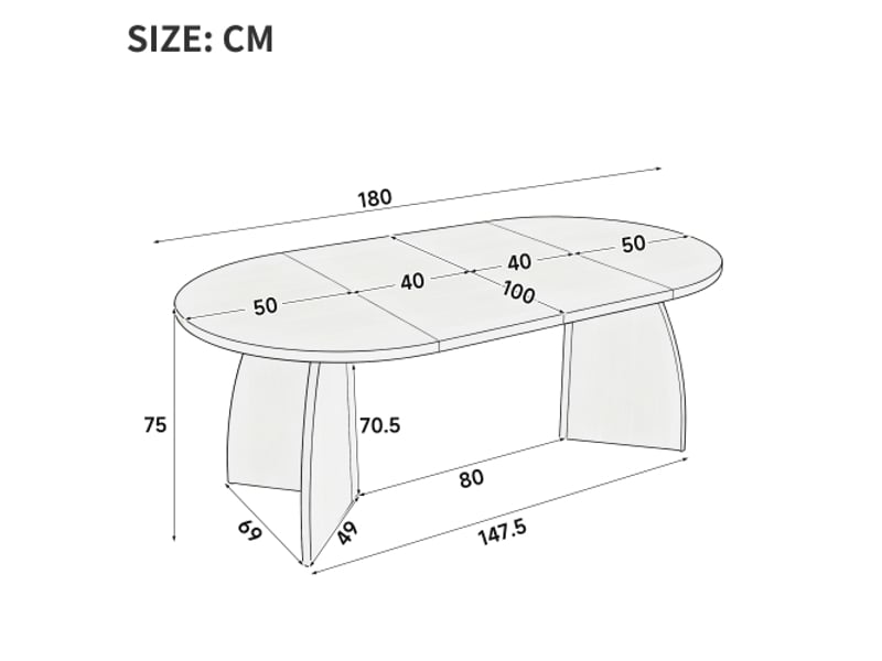  Table à cuisine ovale avec allonge bois clair - 100x100-180max.cm mdf  - Conforama C