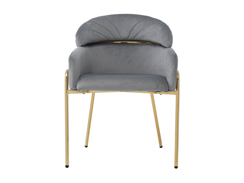 Chaise de salle à manger lot de 2 avec accoudoirs et dossier matelassé, pieds en métal, velours gris - Conforama A