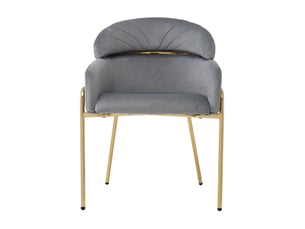 Chaise de salle à manger lot de 2 avec accoudoirs et dossier matelassé, pieds en métal, velours gris