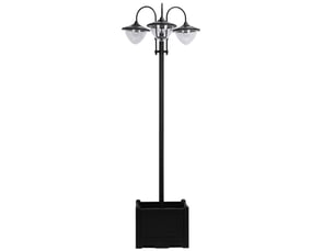 Lot de 3 lanternes solaires sur pied, métal noir, 60x55x189 cm, ip44, base pot de fleurs