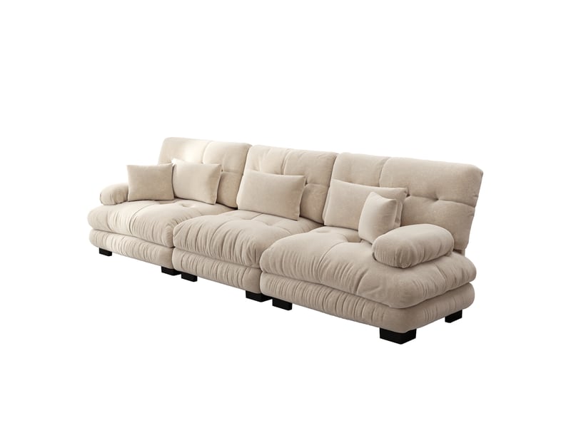  Canapé d'angle, canapé convertible, 3 places, assise profonde, marron clair, en chenille  - Conforama B