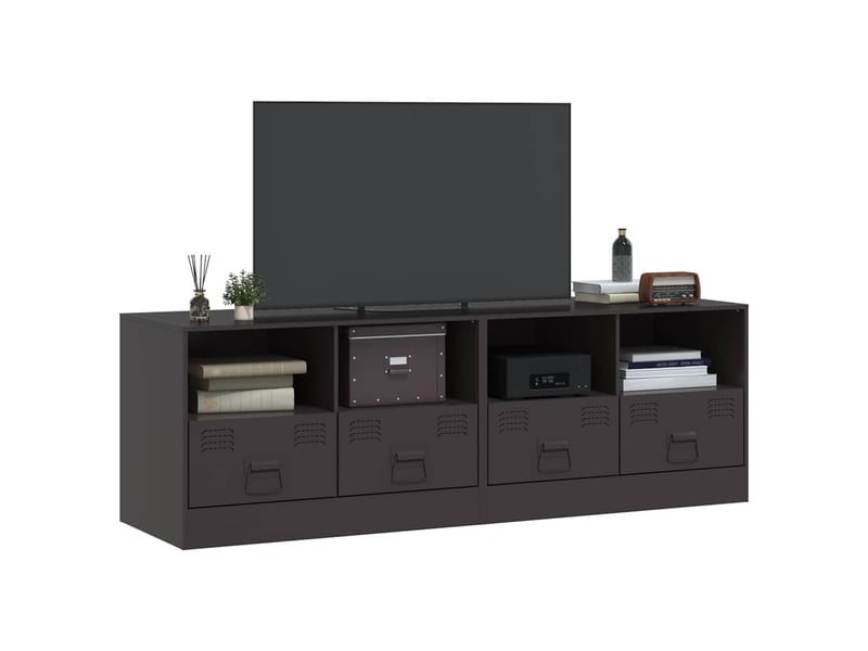  Lot de 2 meuble tv bas salon noir 67x39x44 cm acier shl90880  - Conforama C