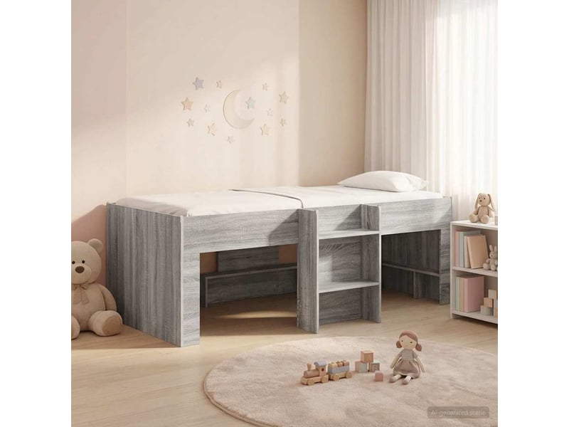  Cadre de lit élevé pour enfants - lit jeune sonoma gris 90 x 200 cm  - Conforama C