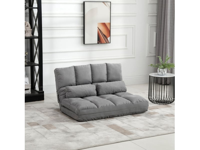  Fauteuil de sol convertible 2 places 102x73 cm – gris – dossier réglable 3 positions et couchage d'appoint  - Conforama B
