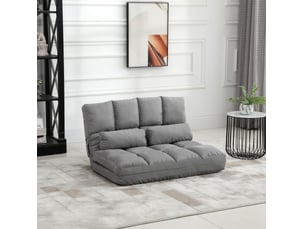 Fauteuil de sol convertible 2 places 102x73 cm – gris – dossier réglable 3 positions et couchage d'appoint