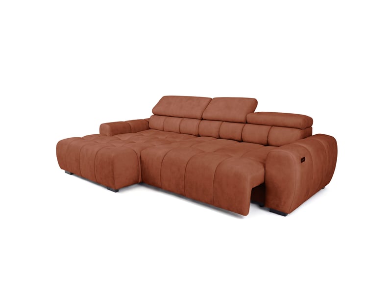  Canapé d'angle aldo avec fonction couchage, à gauche, tissu salvador wr, cuivré (07)  - Conforama D