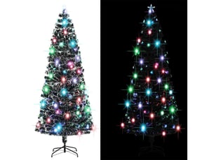 Sapin de noël - arbre de noël pré-éclairé vert et blanc 240 cm fibre optique