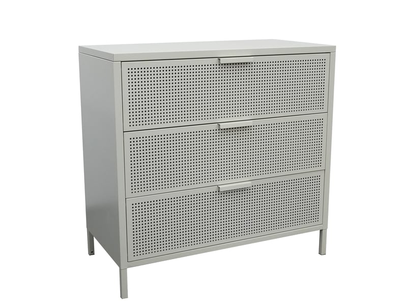  Nordlys - commode chambre scandinave metal 3 tiroirs rangement metal beige  - Conforama A