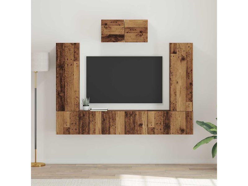  Ensemble meuble tv - banc tv - meuble de rangement 7 pcs bois ancien bois d'ingénierie  - Conforama B