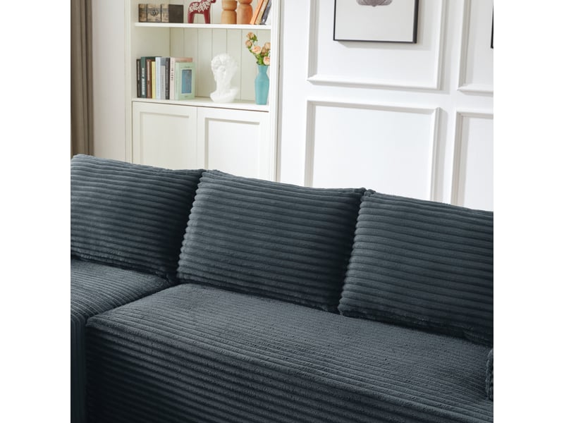  Canapé d'angle convertible 4 places, avec 3 coussins épais, confort d'assise profond, gris foncé, 238x 152 x 66cm  - Conforama E