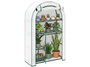 Mini serre à 4 niveaux avec bâche en plastique, portable, porte enroulable, 100 x 45 x 160 cm, blanche