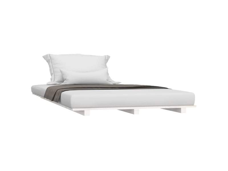  Lit simple- lit adulte -  cadre de lit sans matelas blanc 100x200 cm bois de pin massif  - Conforama B