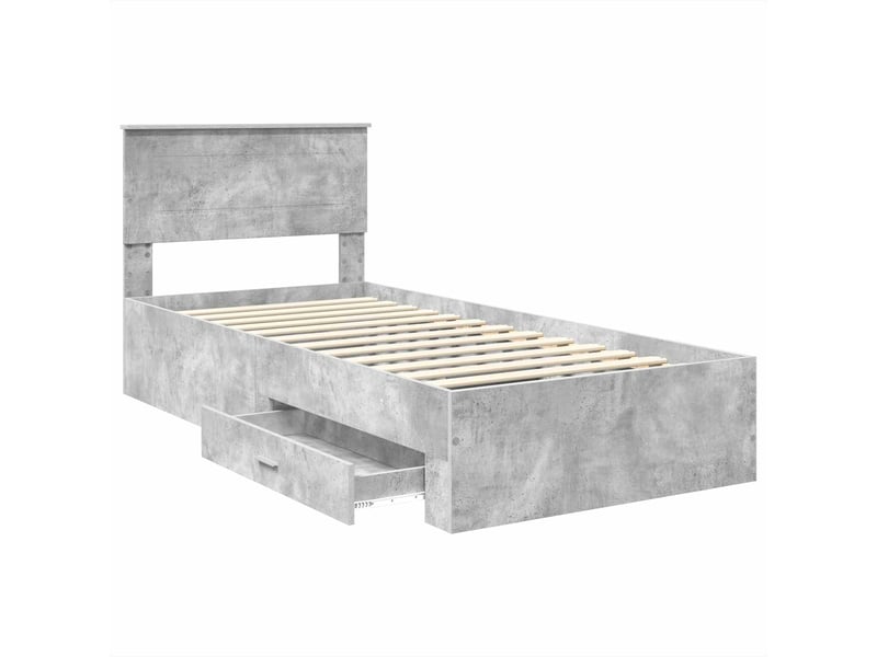  Lit simple, cadre de lit gris béton et argent 75 x 190 cm bois d'ingénierie shl33963  - Conforama E