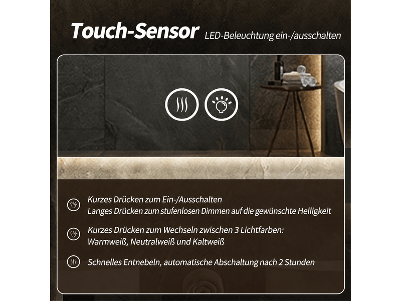  Miroir led salle de bains 50 x 70 cm, cadre aluminium et éclairage réglable  - Conforama D