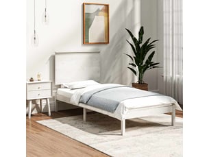 Lit adulte, lit simple, cadre de lit sans matelas blanc 100x200cm bois de pin massif cf11183