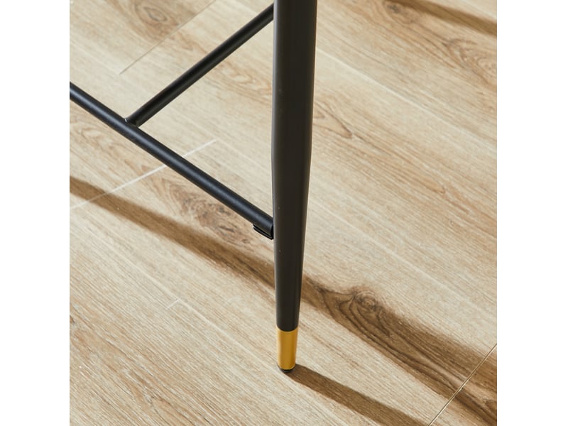  Lot de 2 tabourets de bar réglables avec dossier et repose-pieds, style minimaliste, en chenille beige noir et or  - Conforama E