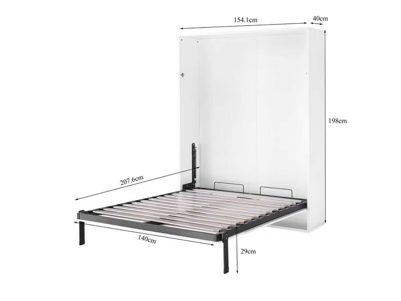 Lit mural escamotable blanc 140x190 cm - armoire lit à ouverture manuelle - matelas nuage 140x190 cm PACK-LTM01WB+M101 140/190 - Conforama E