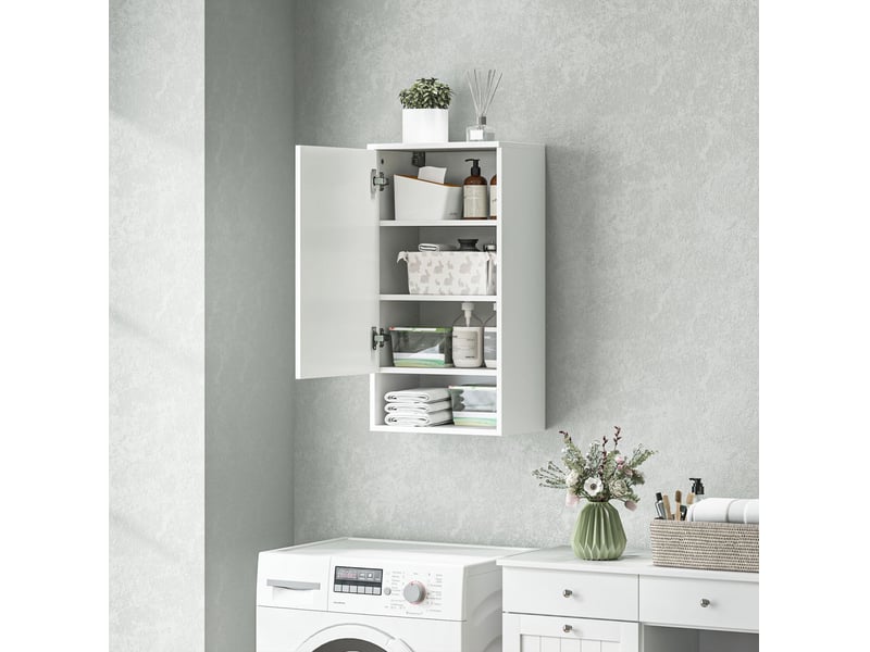  Armoire murale 40x27x77 cm à rangement réglable, panneau de particules de bois et mdf, blanc  - Conforama C