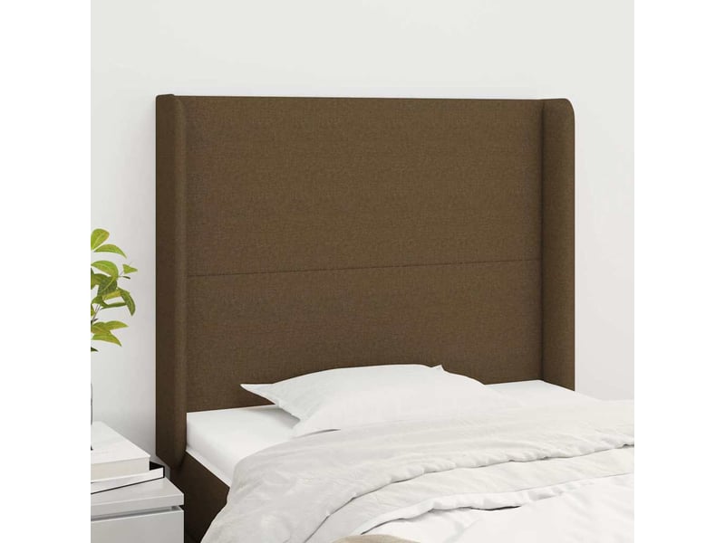  Tête de lit, décoration murale avec oreilles marron foncé 103x16x118128 cm tissu shl12351  - Conforama B