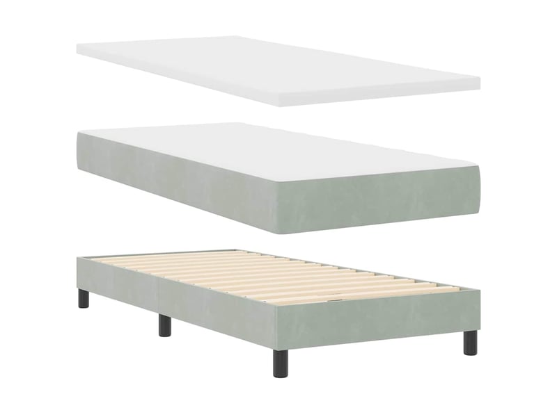  Lit adulte, lit simple, lit à ressorts avec tête de lit gris clair 90x190cm velours cf17059  - Conforama D
