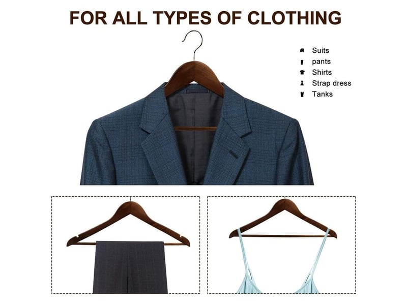 Lot de 10 cintres en bois massif avec rainures cintres vintage à barre rotation à 360° pour robe chemise soutien-gorge pantalon manteau - Conforama B
