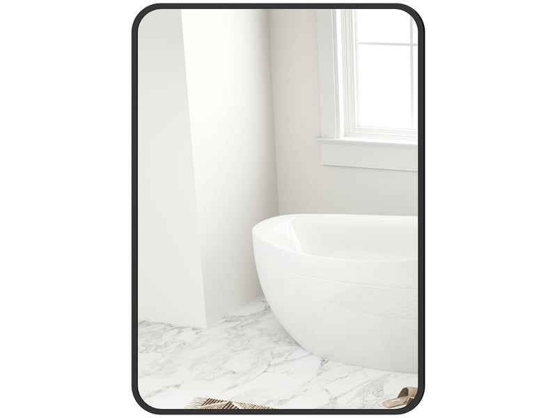  Miroir de salle de bain rectangulaire avec cadre en métal, miroir décoratif pour chambre, salle à manger ou entrée, 50 x 70 cm, noir  - Conforama B