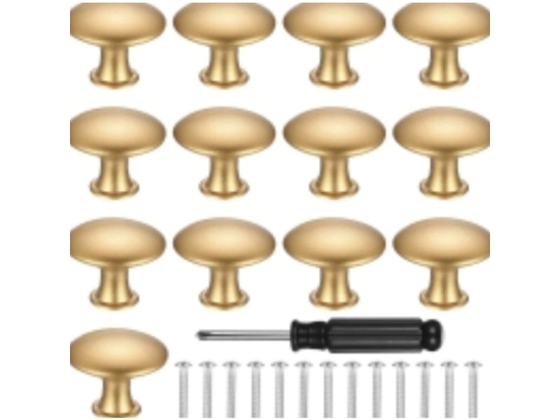  Lot de 13 boutons de meuble ronds vintage, 30 mm, dorés, avec tournevis, pour commode, armoire et tiroir  - Conforama B