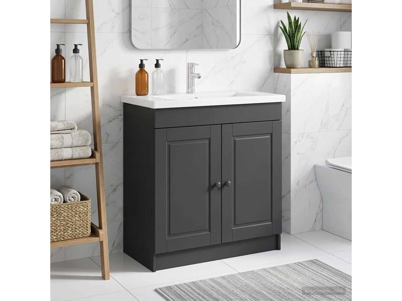  Armoire sous évier de salle de bain, meuble de rangement noir 78.5x37.5x81 cm shl9259  - Conforama B