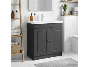 Armoire sous évier de salle de bain, meuble de rangement noir 78.5x37.5x81 cm shl9259