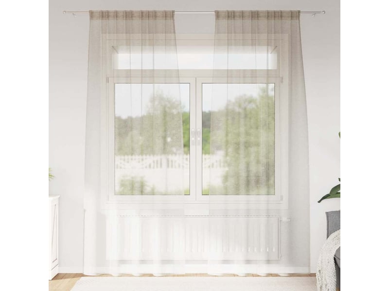 Lot de 2 rideaux en voile, voilage couleur sable 245 x 140 cm polyester cf43888 - Conforama B