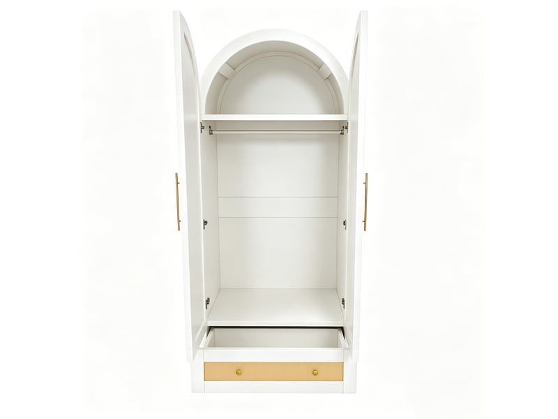  Armoire 70x55x170 cm à deux portes avec tiroirs bois blanche  - Conforama E