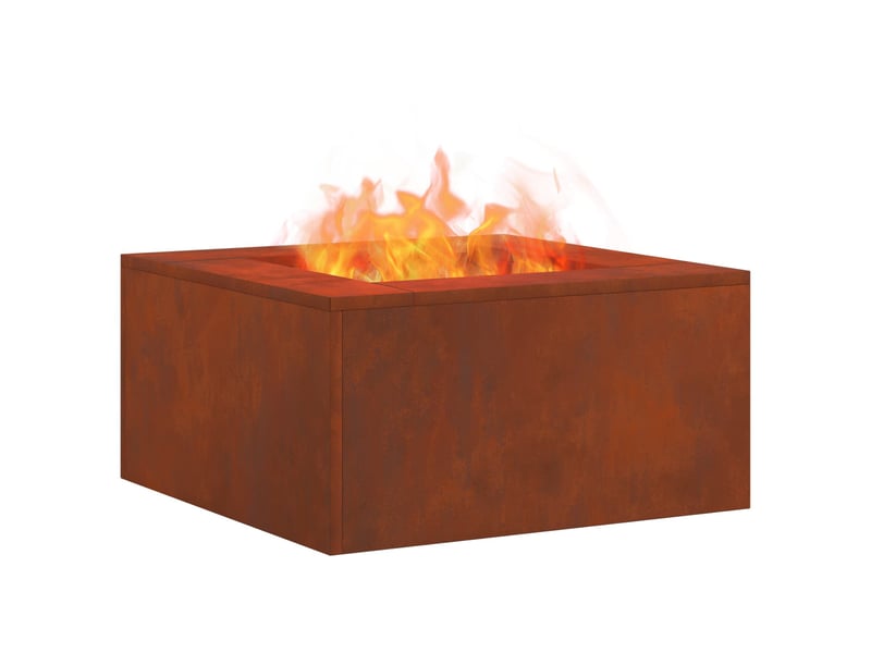 Brasero exterieur, foyer rouillé 60x60x30 cm acier patiné shl69430  - Conforama C